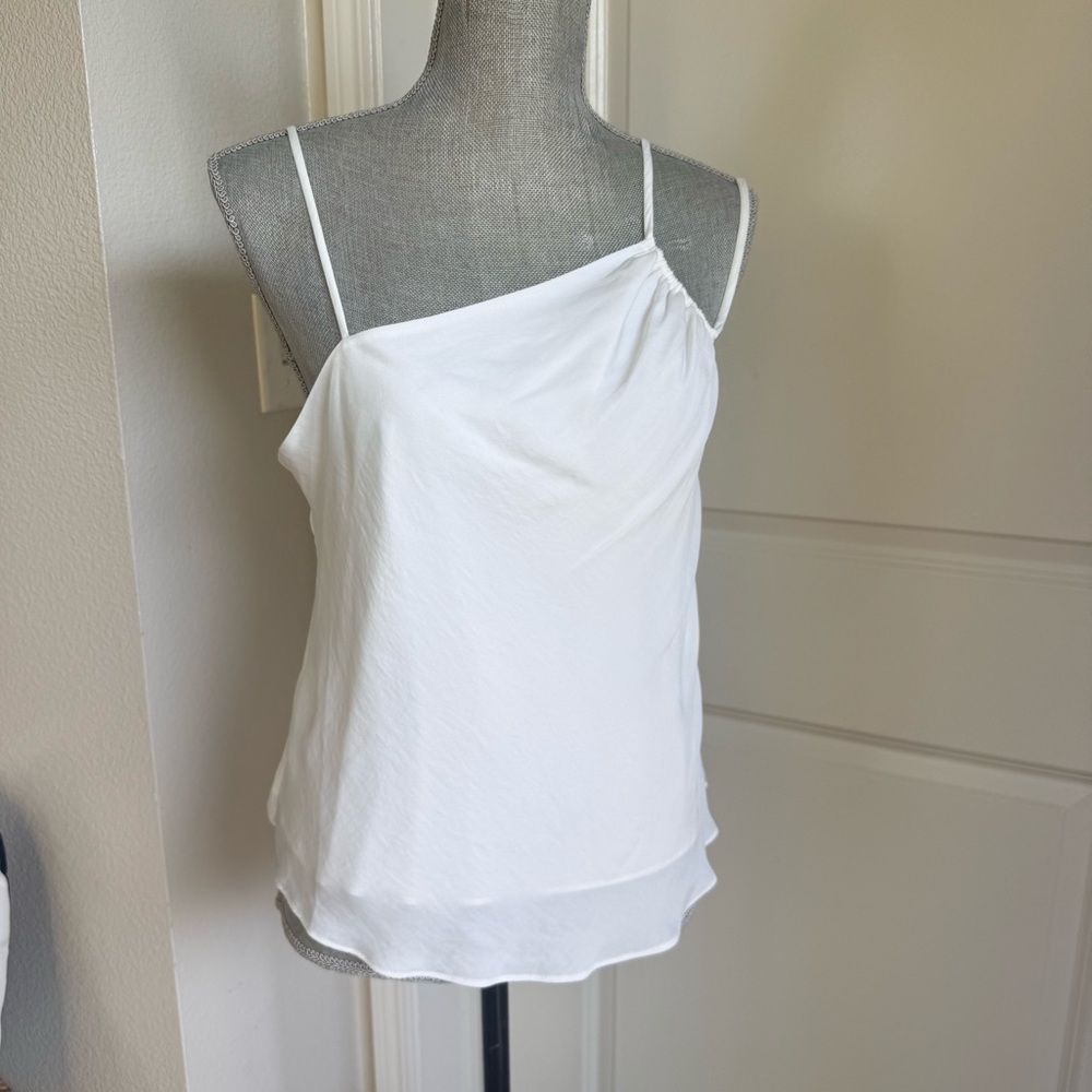 Naked Zebra White Asymmetrical Camisole with Spaghetti Straps